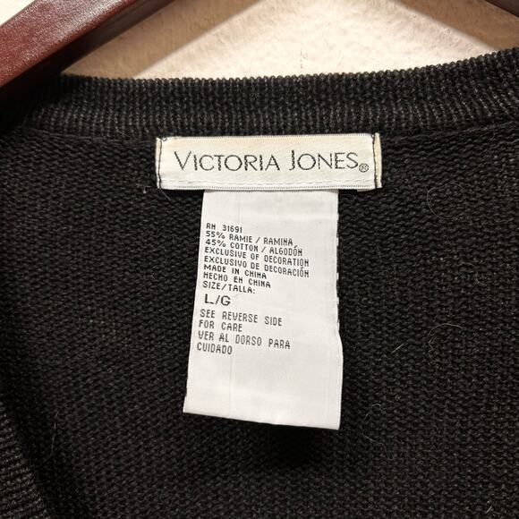 Vintage Victoria Jones Pointsettia Cardigan Sweater Size Large - Picture 4 of 5